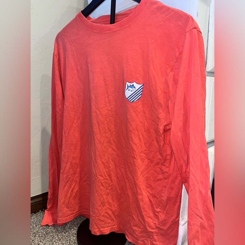 Southern Tide Long Sleeve Orange Pink Salmon Color Size Medium Fishing Shirt